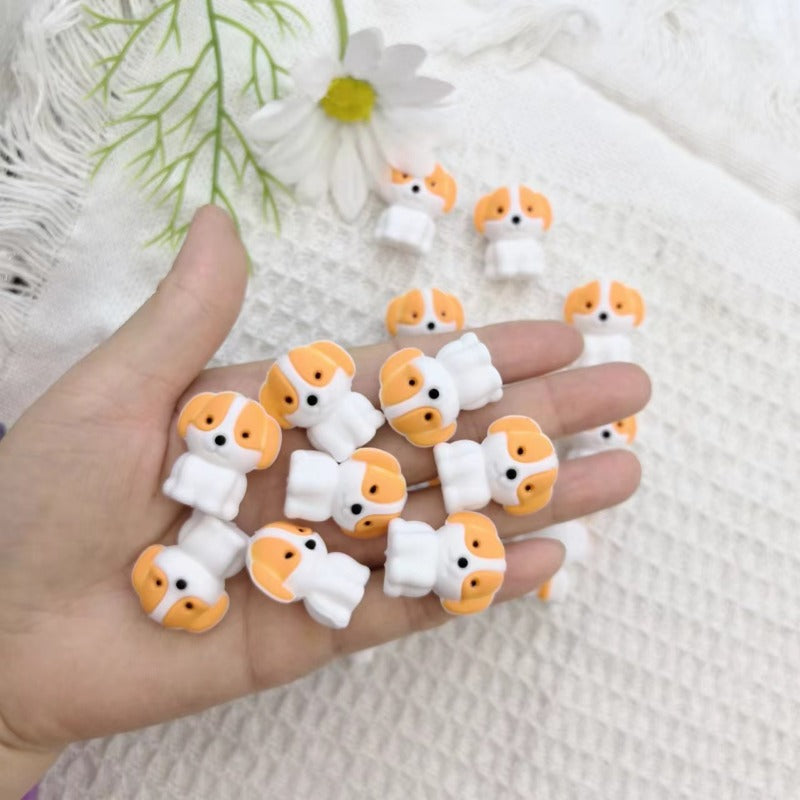 Wholesale 10pcs 3D Stereoscopic Silicone Puppy Beads Cute Cartoon Bead Beads