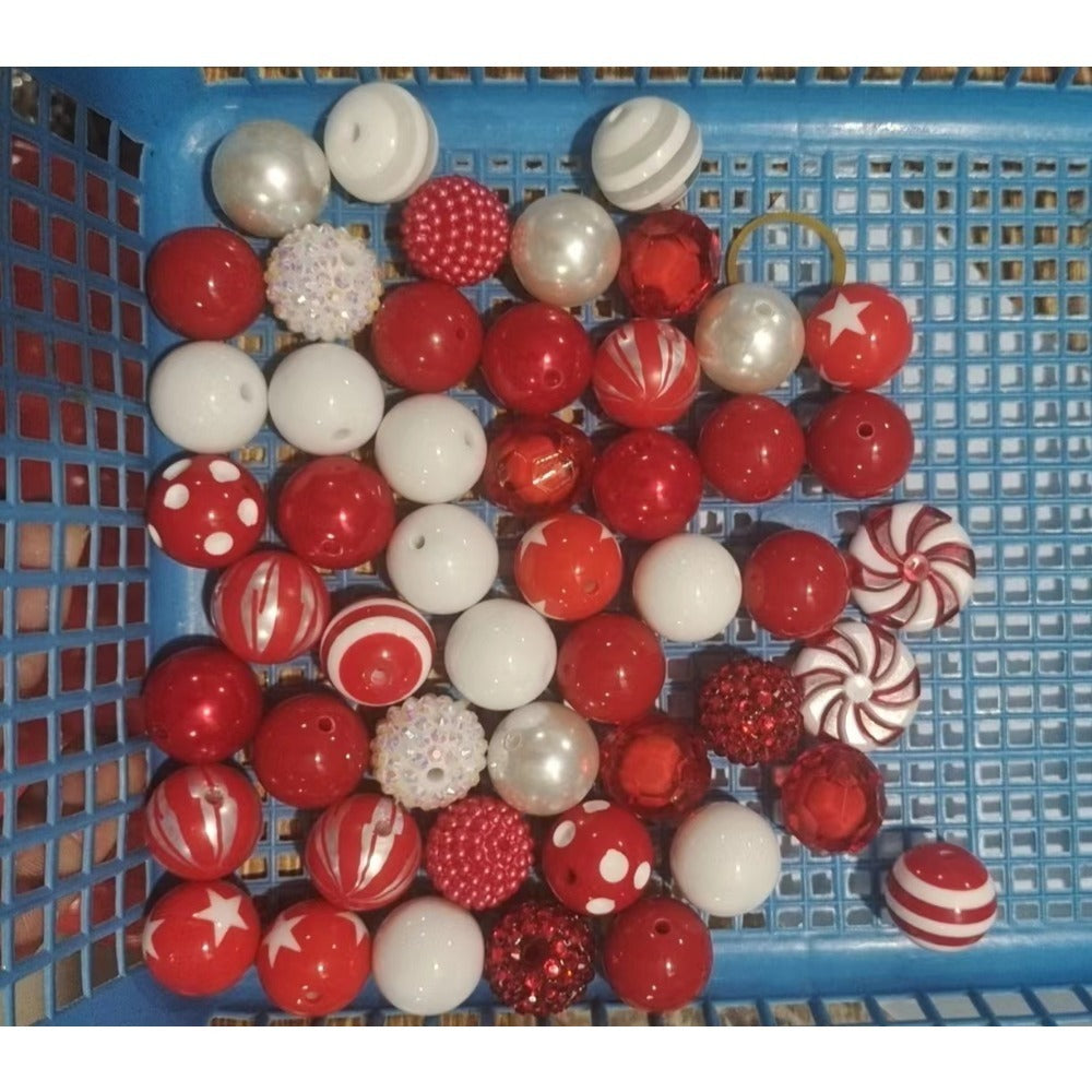 Wholesale 50pcs 20mm Acrylic Red Series Mixed Color Beads