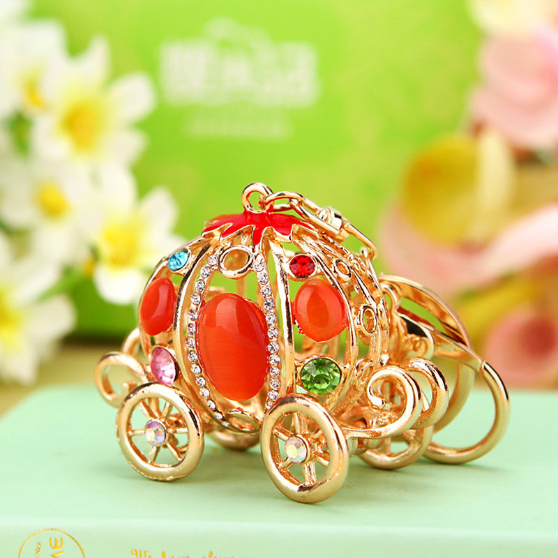 Wholesale Metal Keychain Rhinestone Princess Carriage Car Key Accessory Gift For Women