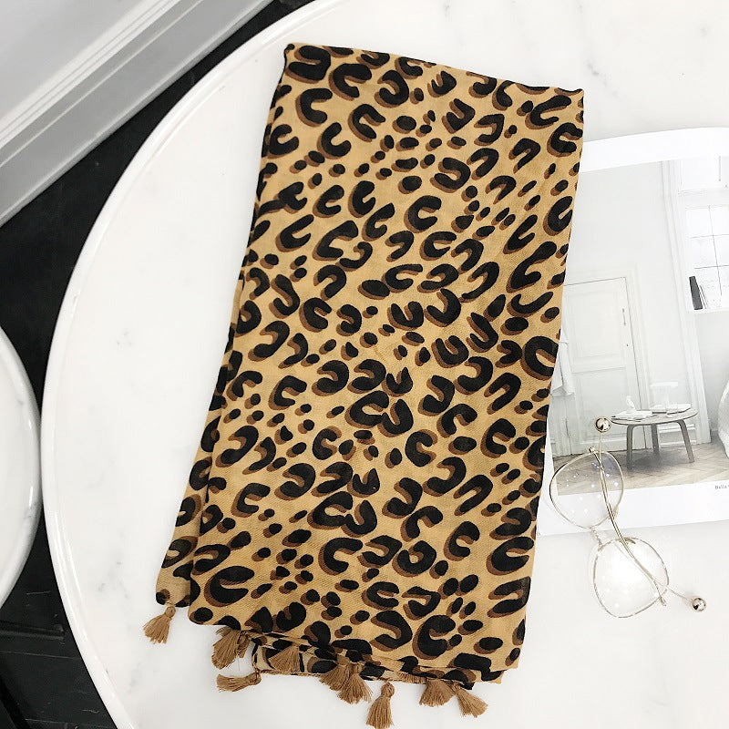 Wholesale Autumn and Winter Cotton and Linen Leopard Print Scarves