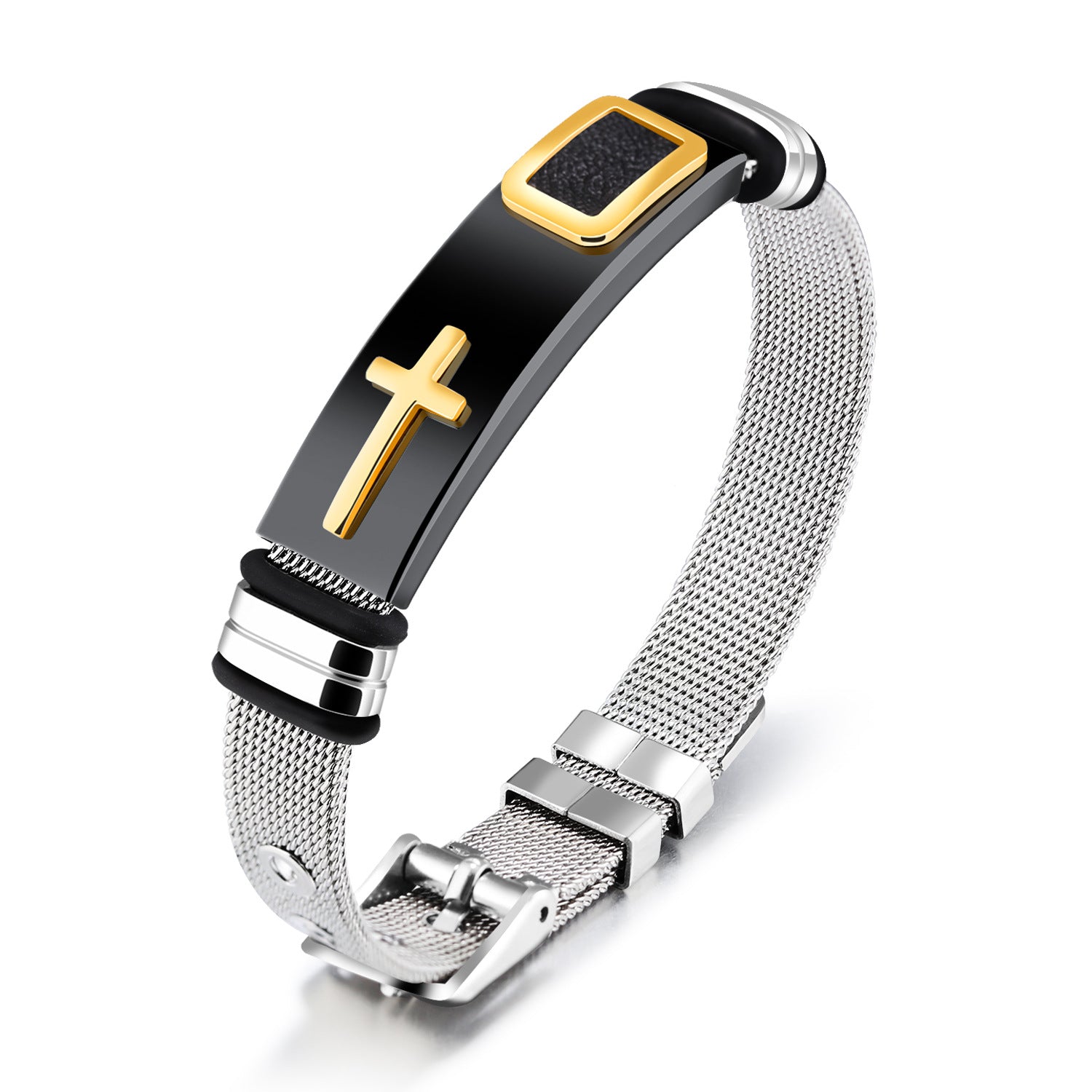 Wholesale Titanium Steel Mesh Bracelet with Cross for Men
