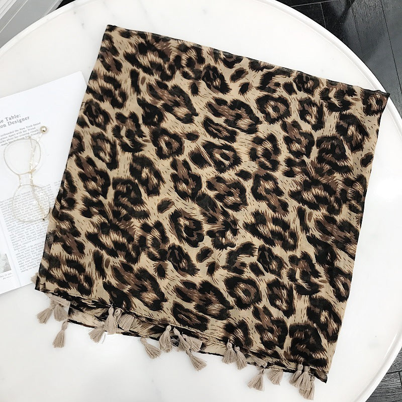 Wholesale Autumn and Winter Cotton and Linen Leopard Print Scarves