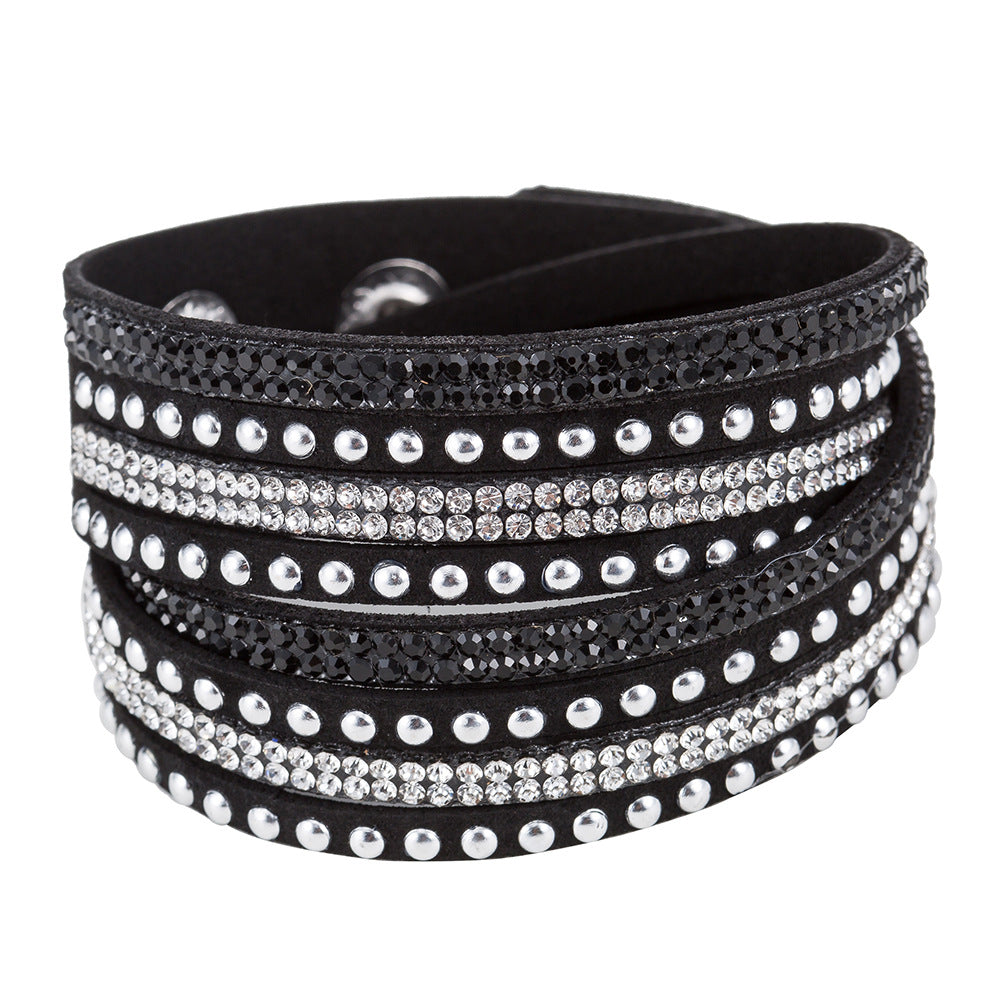 Wholesale Multi-layer Winding Diamond Inlaid Alloy Bracelets