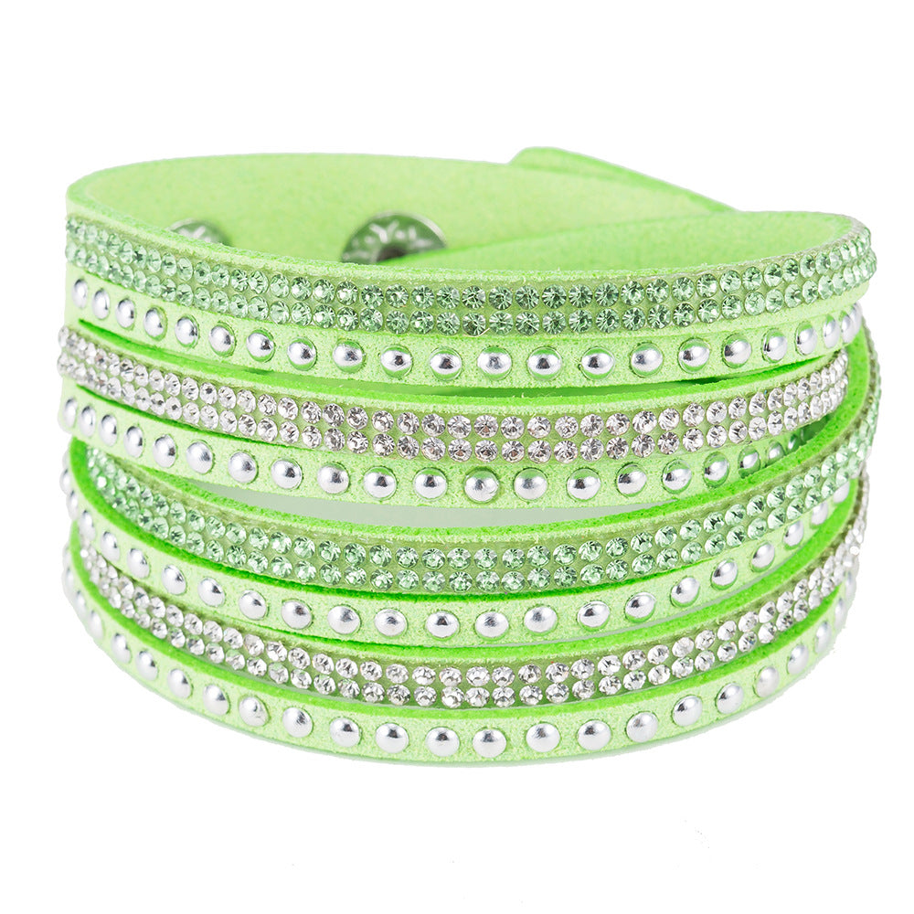 Wholesale Multi-layer Winding Diamond Inlaid Alloy Bracelets