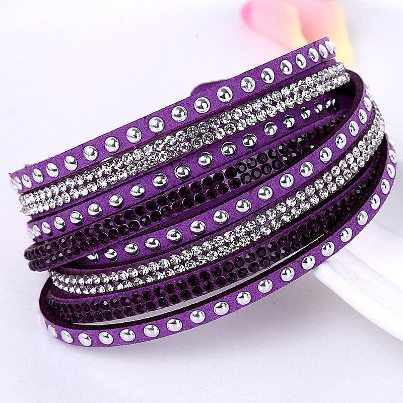 Wholesale Multi-layer Winding Diamond Inlaid Alloy Bracelets
