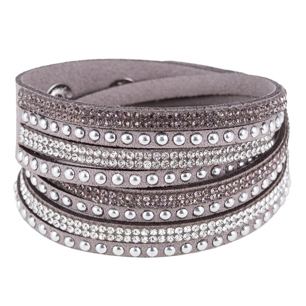 Wholesale Multi-layer Winding Diamond Inlaid Alloy Bracelets