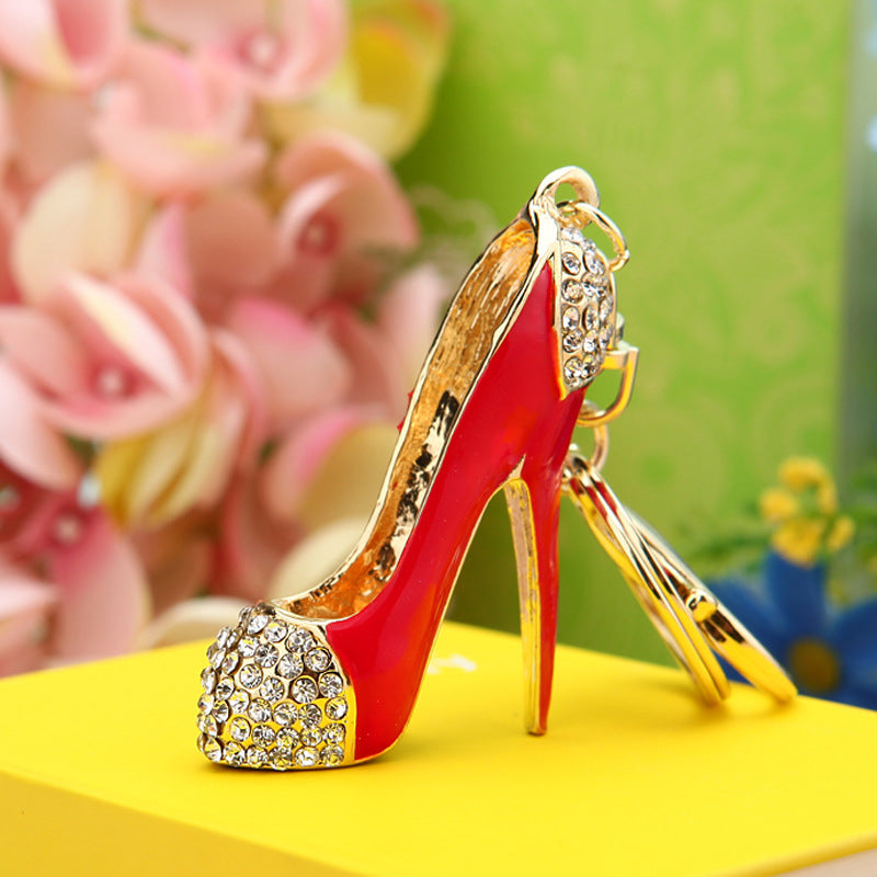 Wholesale Metal Rhinestone Pumpkin Carriage Keychain Bag Charm Pink Car Key Accessory Decorative Gift