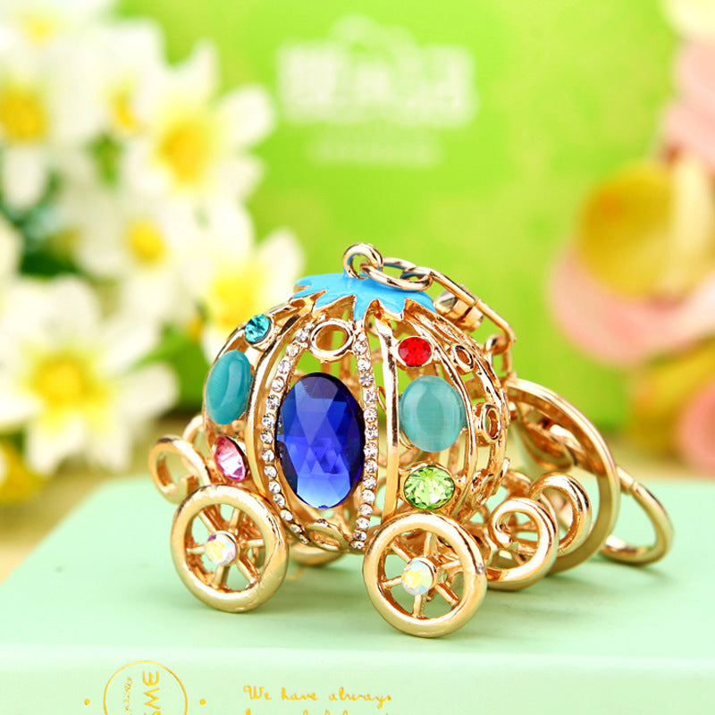 Wholesale Metal Keychain Rhinestone Princess Carriage Car Key Accessory Gift For Women
