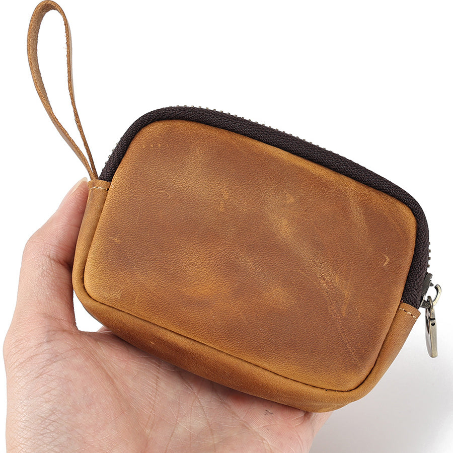 Wholesale Genuine Leather Zipper Coin Holder Coin Purse