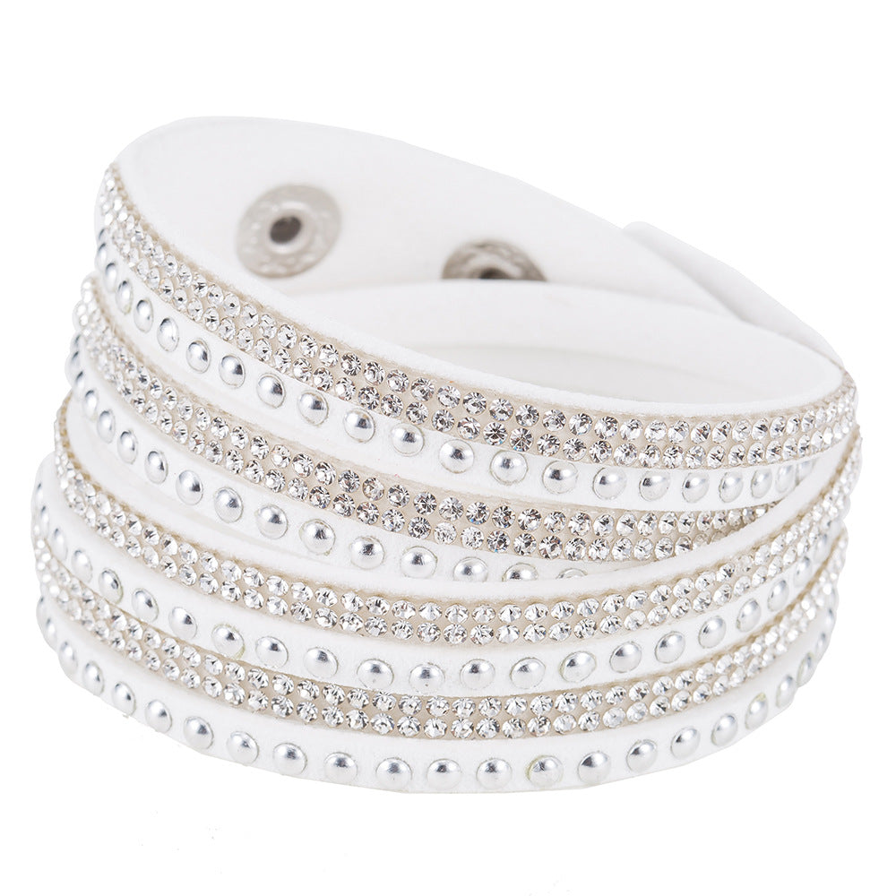 Wholesale Multi-layer Winding Diamond Inlaid Alloy Bracelets