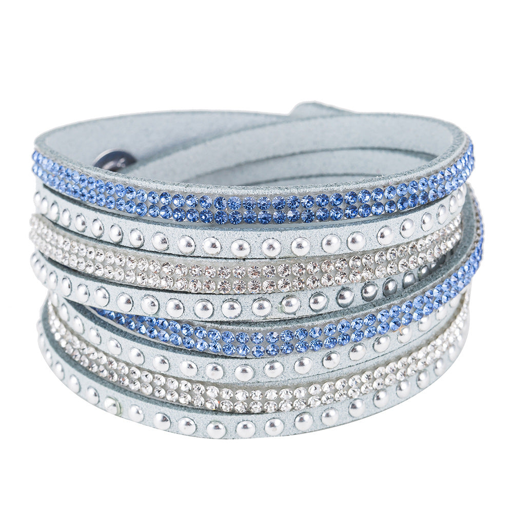 Wholesale Multi-layer Winding Diamond Inlaid Alloy Bracelets