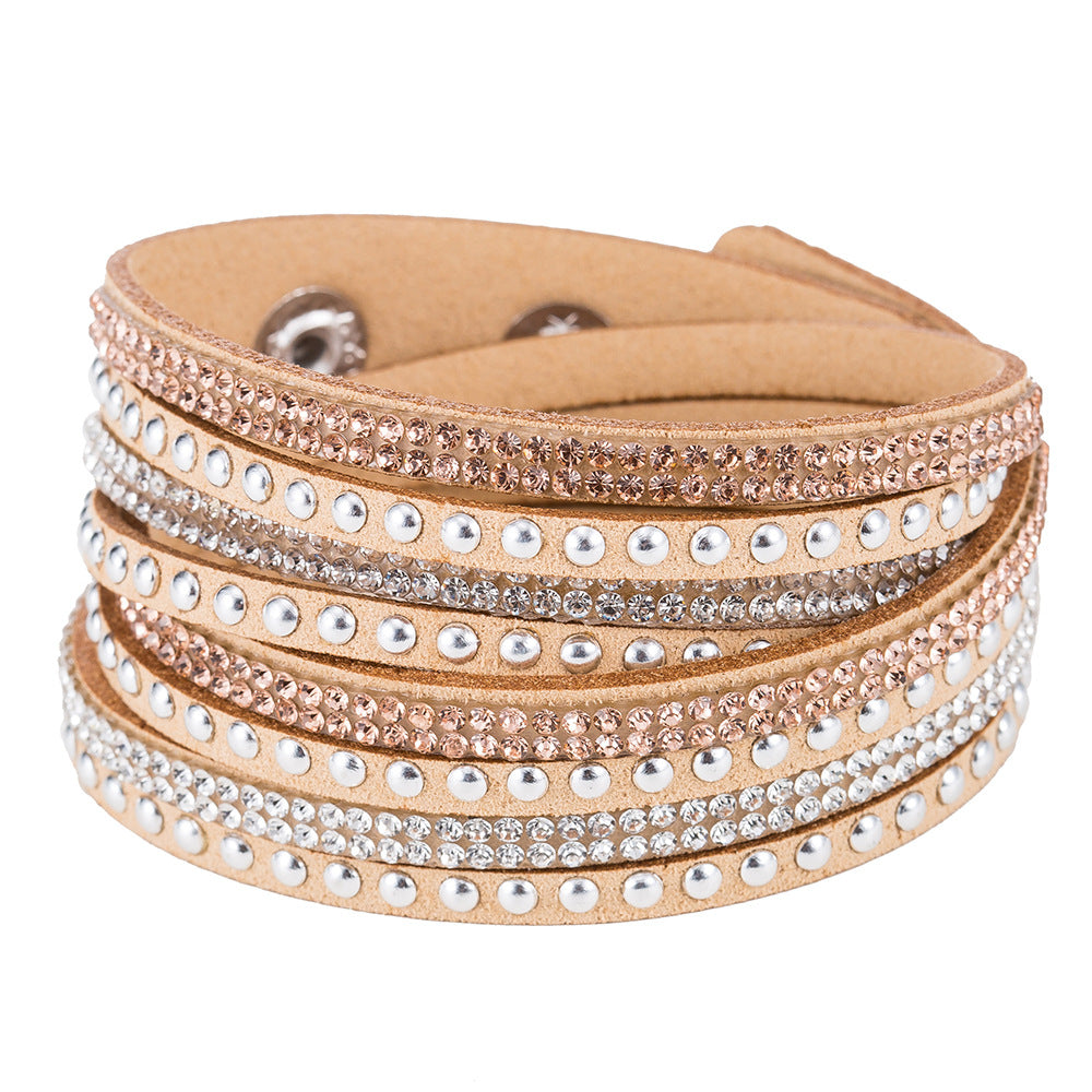 Wholesale Multi-layer Winding Diamond Inlaid Alloy Bracelets