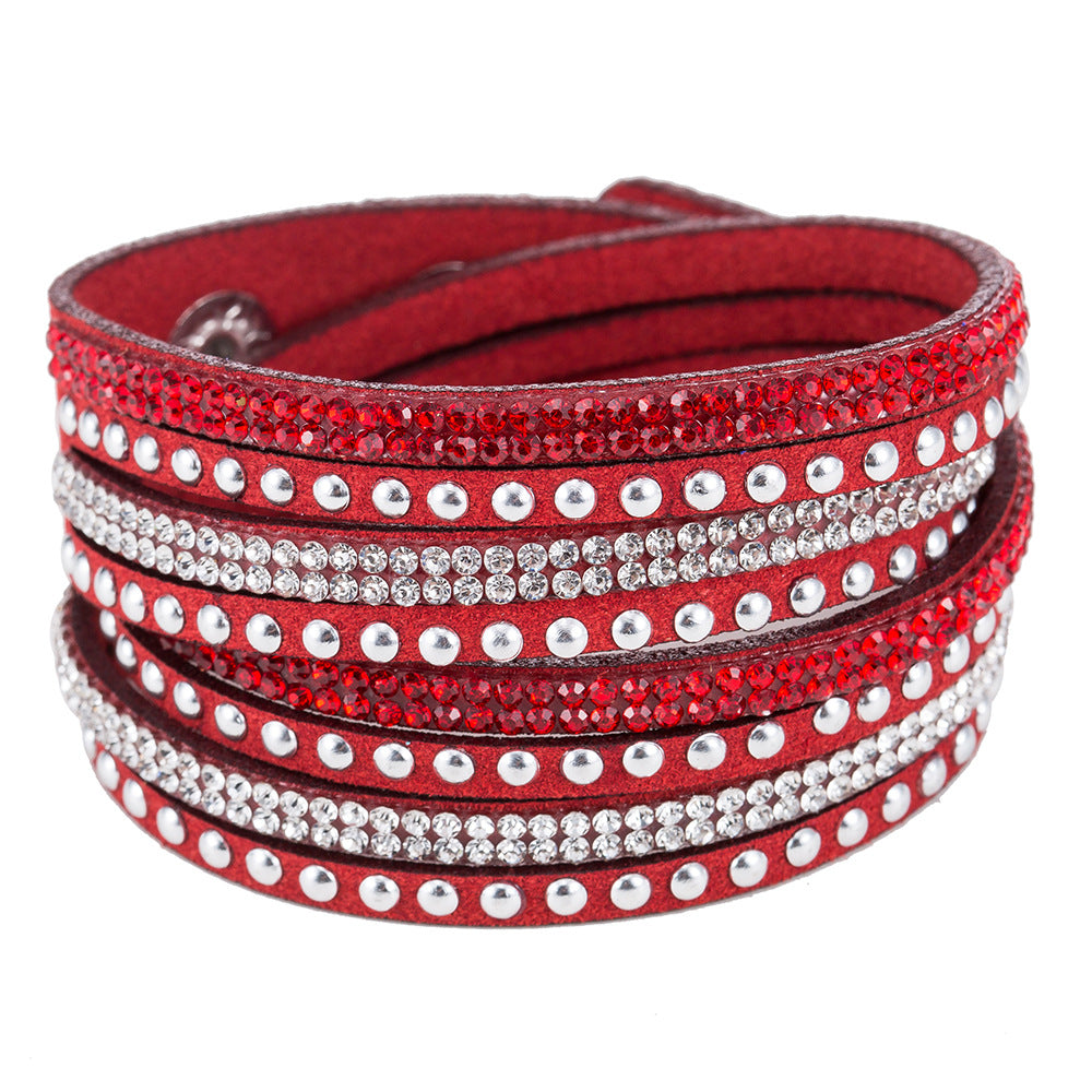 Wholesale Multi-layer Winding Diamond Inlaid Alloy Bracelets