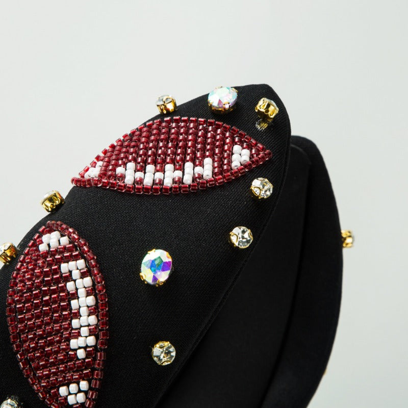Wholesale High Quality Rhinestone Hand-sewn Football Pearl Headband