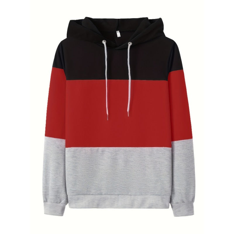 Wholesale Color Block Hooded Loose Long Sleeve Top Spring and Autumn Women's Sweatshirt Jacket