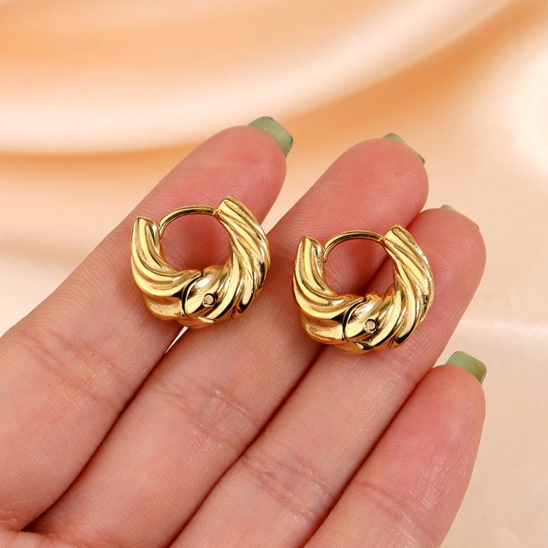 Wholesale Titanium Steel Wavy Shaped Earrings Fashionable 18K Gold Plated Stainless Steel Earrings