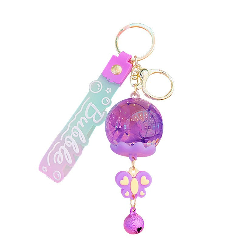 Wholesale Dried Flower Quicksand Liquid Acrylic Keychain