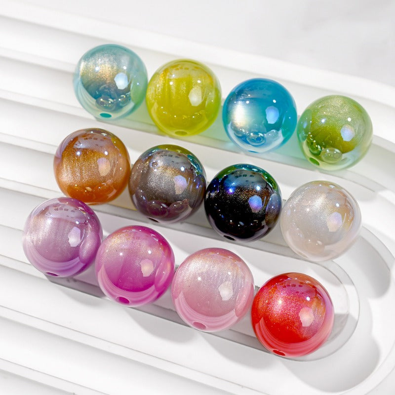 Wholesale 50pcs/1pack Autumn and Winter Versatile Cat Eye Straight Hole Through-hole DIY Resin Beads