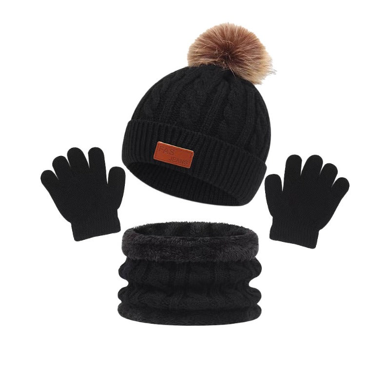 Wholesale Children's Hat Scarf Gloves Three Piece Set for Autumn and Winter Warm Woolen Hat