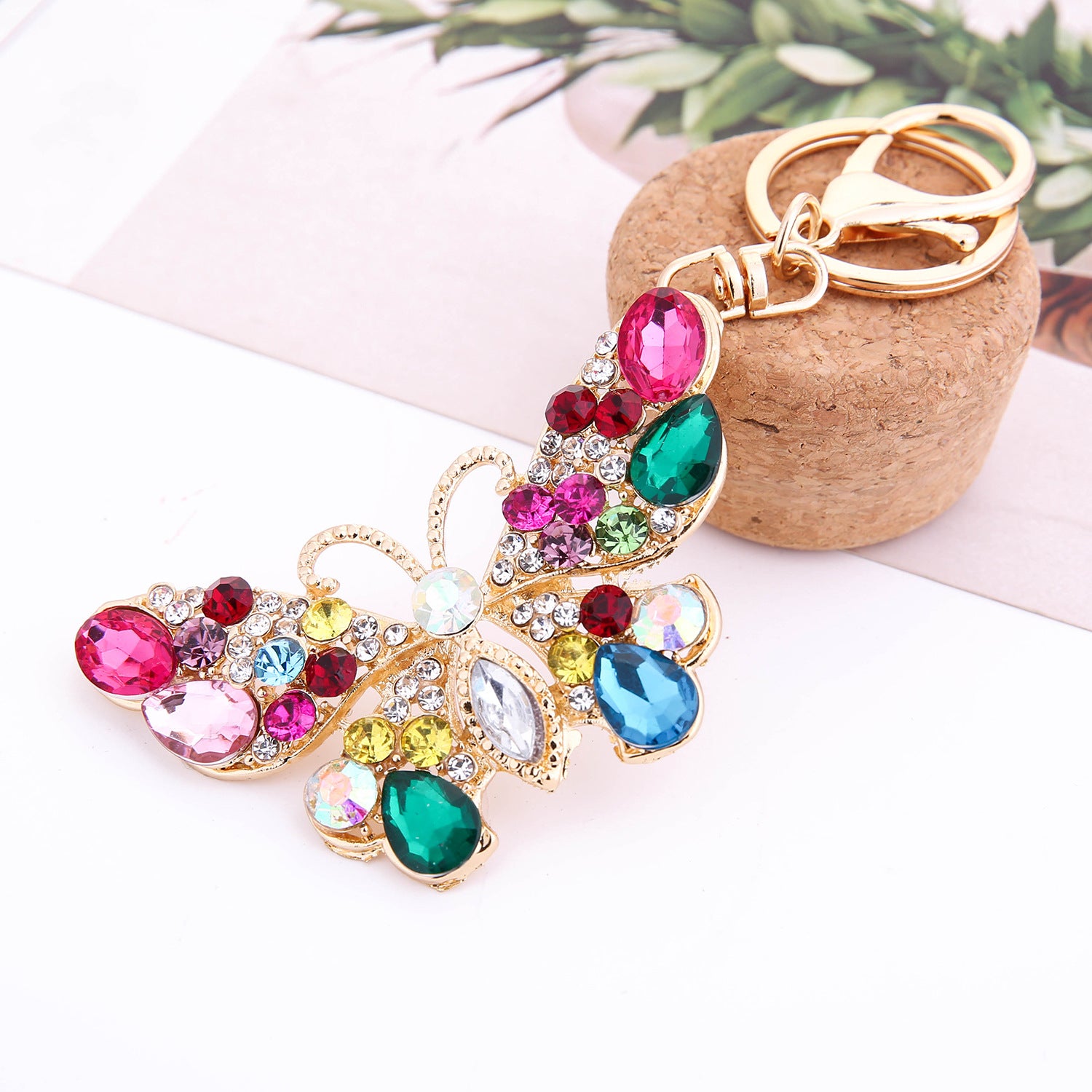 Wholesale Butterfly Crystal Rhinestone Keychain Alloy Metal Bag Charm Trendy Car Key Accessory Women S Gift