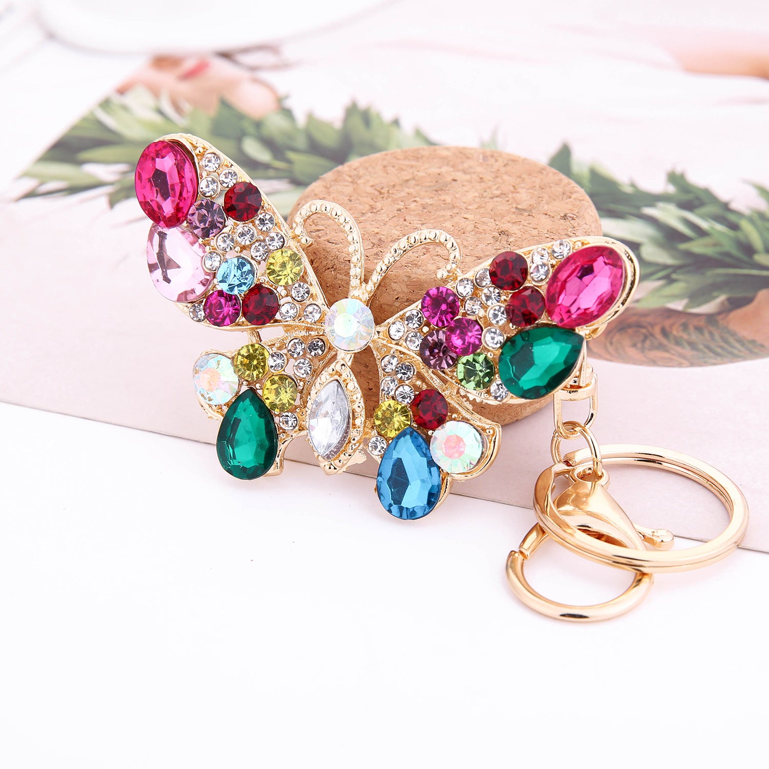 Wholesale Butterfly Crystal Rhinestone Keychain Alloy Metal Bag Charm Trendy Car Key Accessory Women S Gift