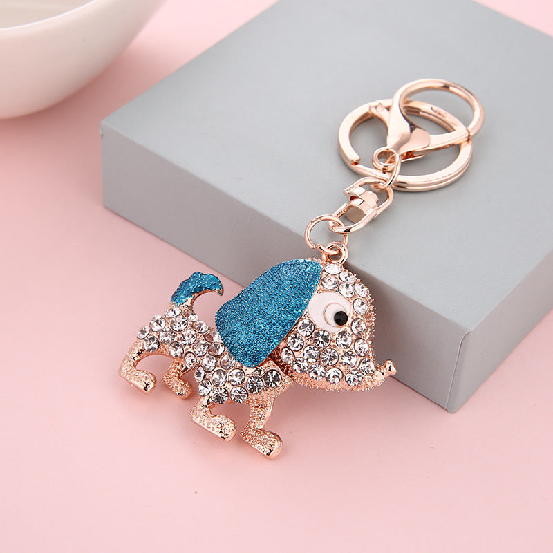 Wholesale Big Ears Diamond Poodle Full Diamond Keychain