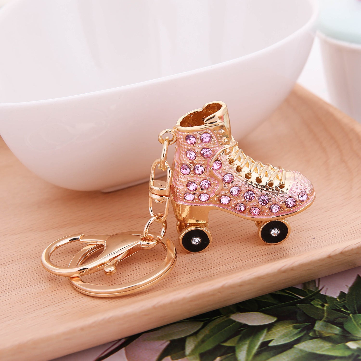 Wholesale Rhinestone Cute Skates Keychain