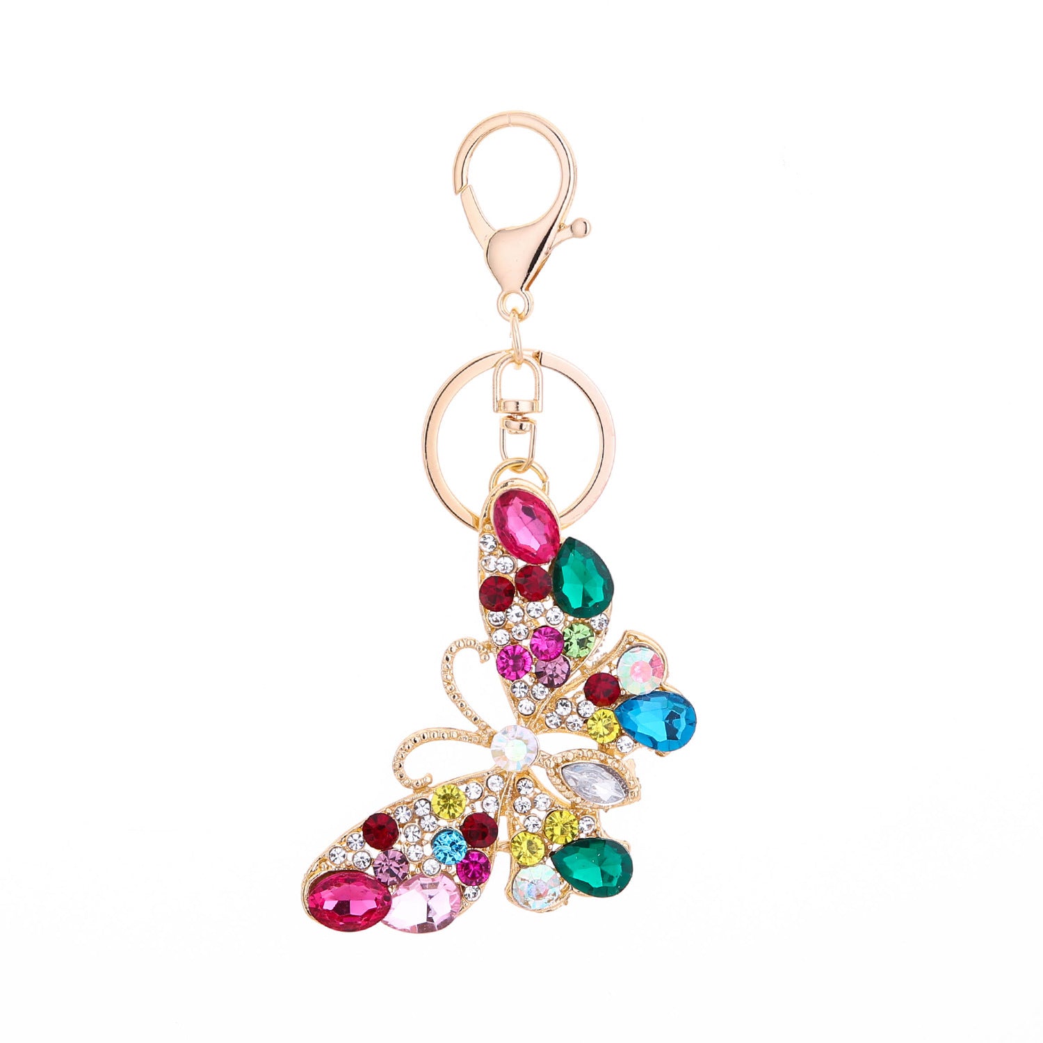 Wholesale Butterfly Crystal Rhinestone Keychain Alloy Metal Bag Charm Trendy Car Key Accessory Women S Gift
