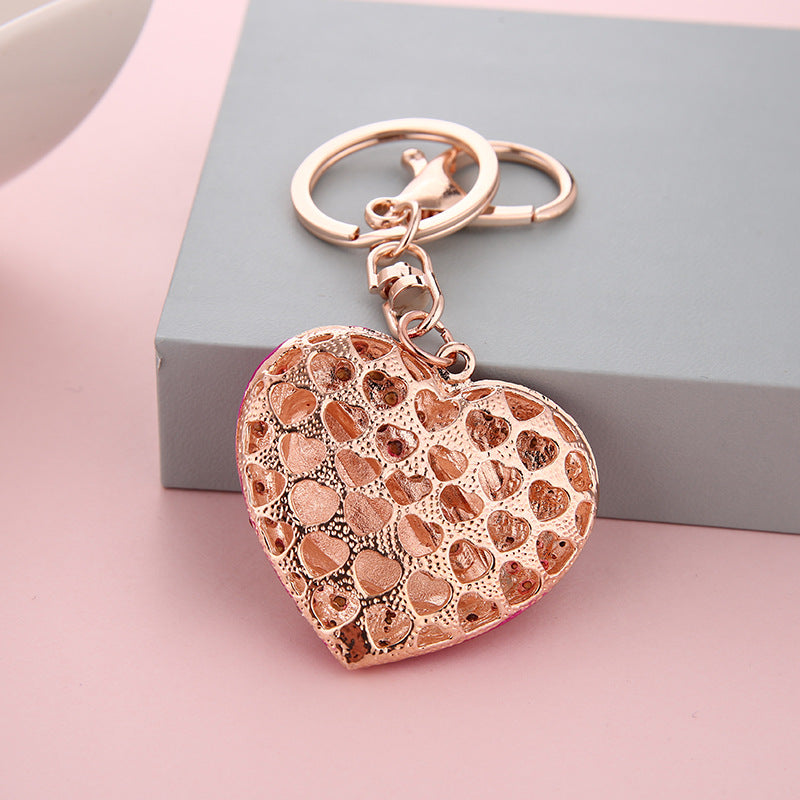 Wholesale Rhinestone Painted Love Metal Keychain