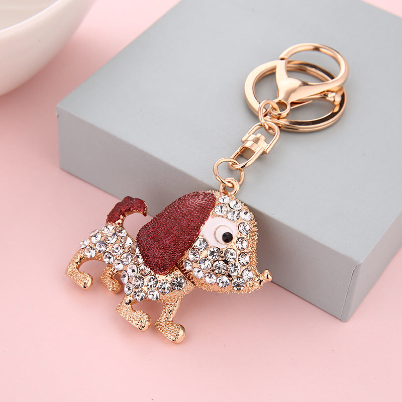 Wholesale Big Ears Diamond Poodle Full Diamond Keychain