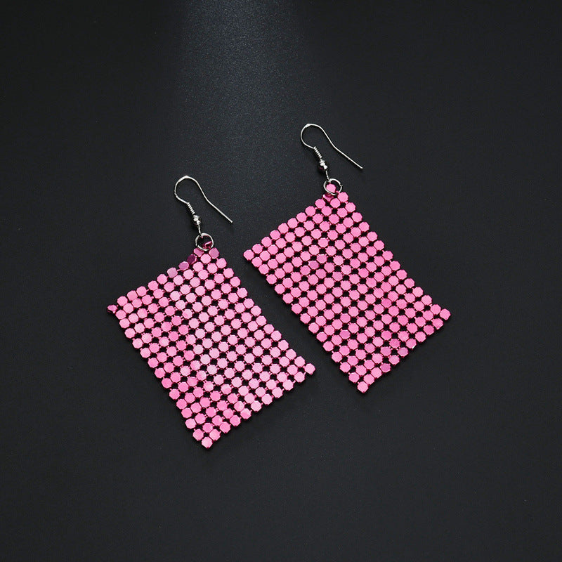 Wholesale New Arrival Sequin Exaggerated Multicolor Large Area Sequin All-match Metal Earrings