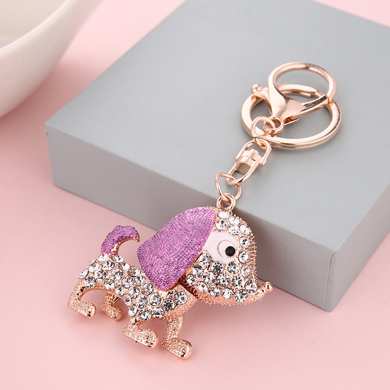 Wholesale Big Ears Diamond Poodle Full Diamond Keychain