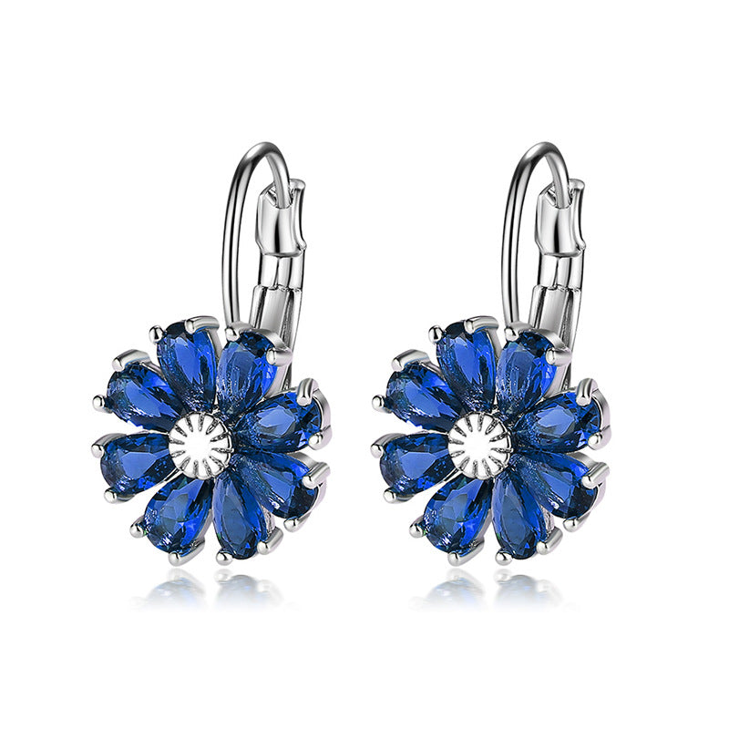 Wholesale Flower Colored Zircon Earrings