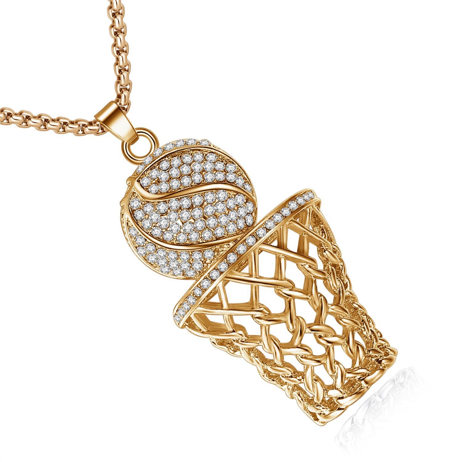 Wholesale Diamond Basketball Hoop Necklace