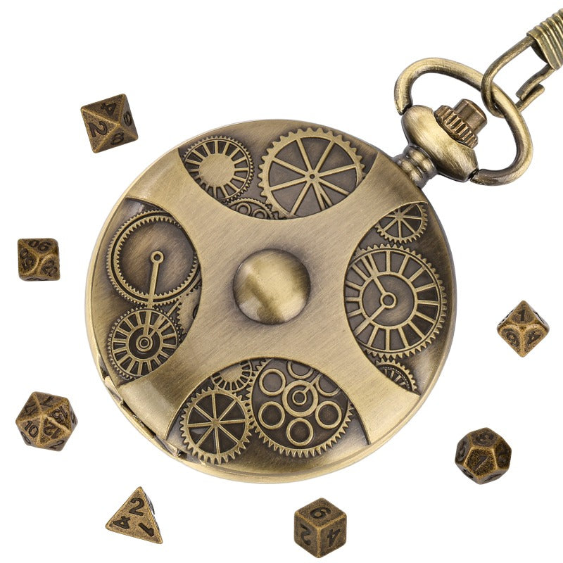 Wholesale DND Dice Bronze Two-sided Polished Thick Waist Chain Pocket Watch Case