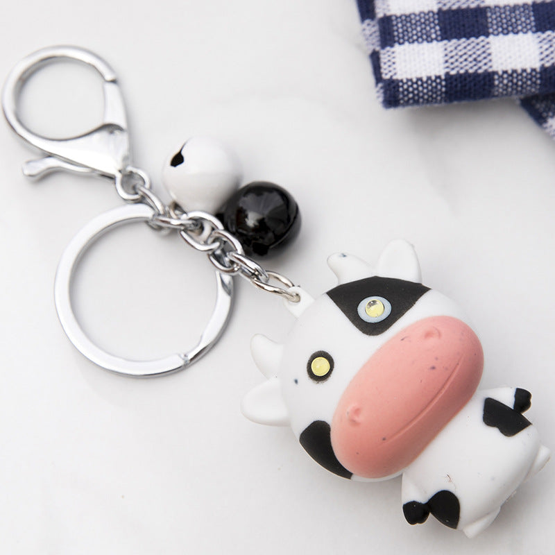 Wholesale Plastic Luminous Cow Pendant Keychain