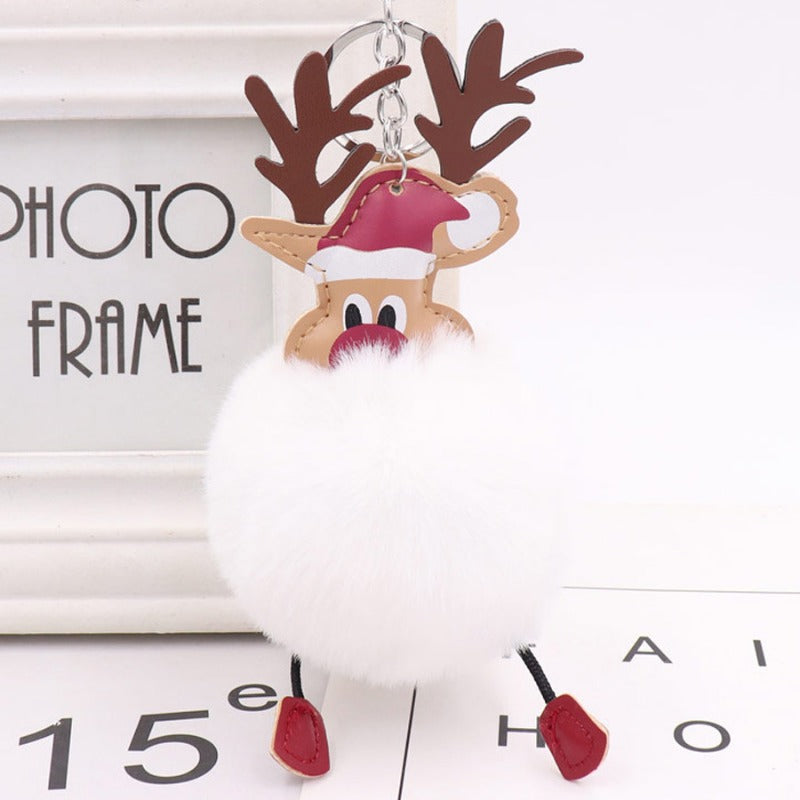 Wholesale Winter Christmas Deer Hairball Cute Elk Plush Keychains