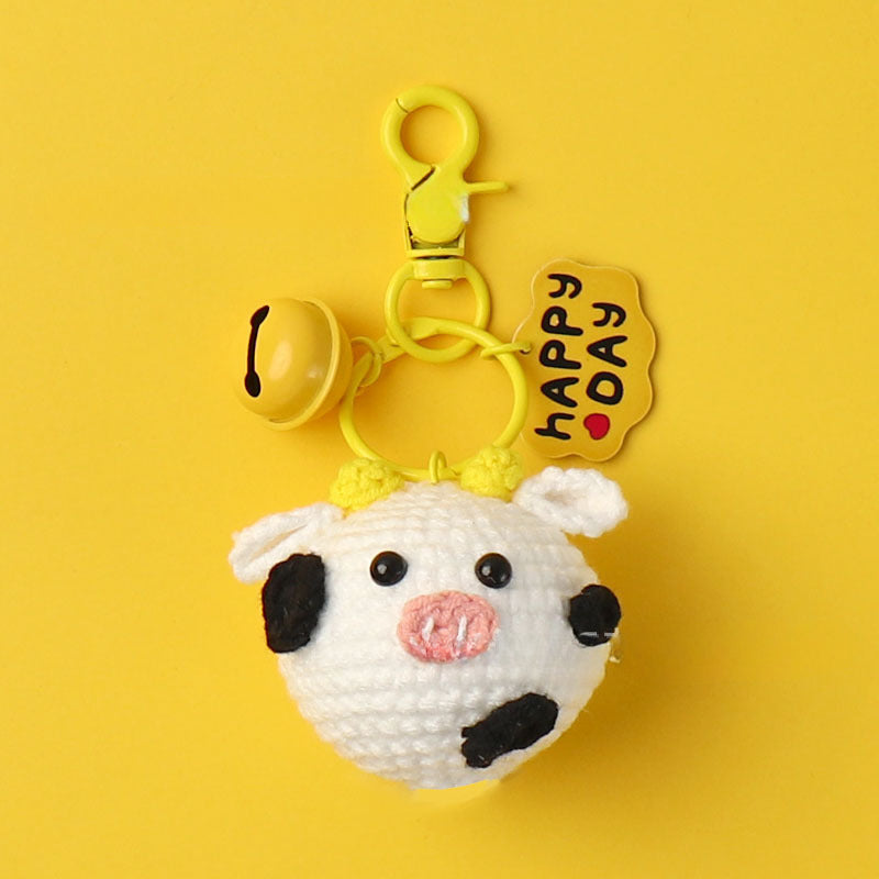 Wholesale Handmade Cute Cow Knitted Pendant Hook Weaving Keychain