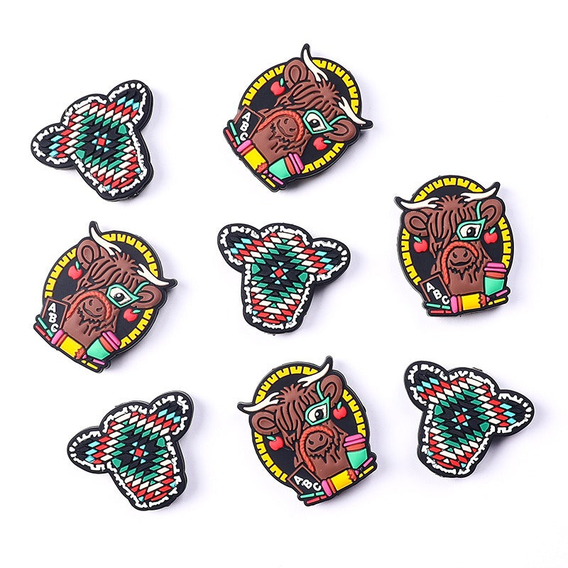 Wholesale 20pcs Yak Cartoon Baby Teething Beads Food Grade Letter Silicone Loose Beads