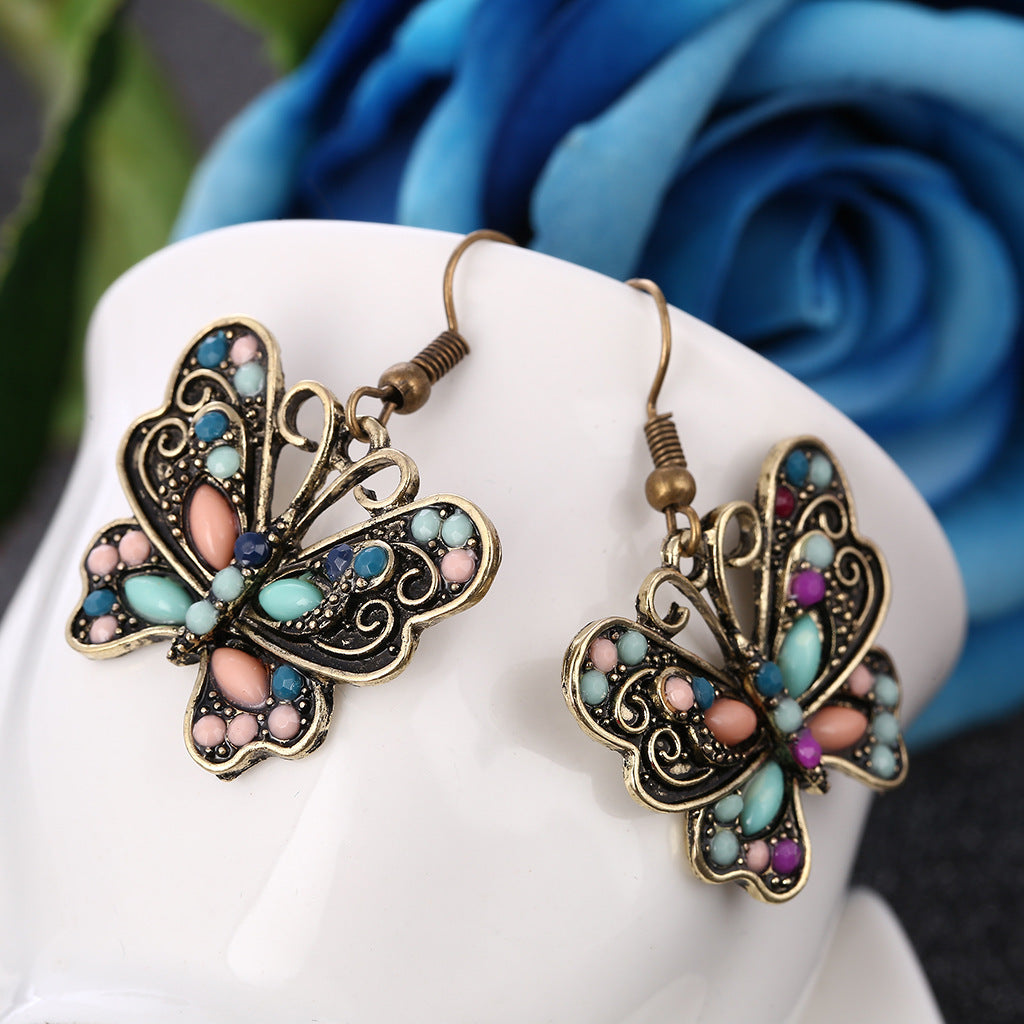 Wholesale Vintage Bohemian Ethnic Style Butterfly Earrings