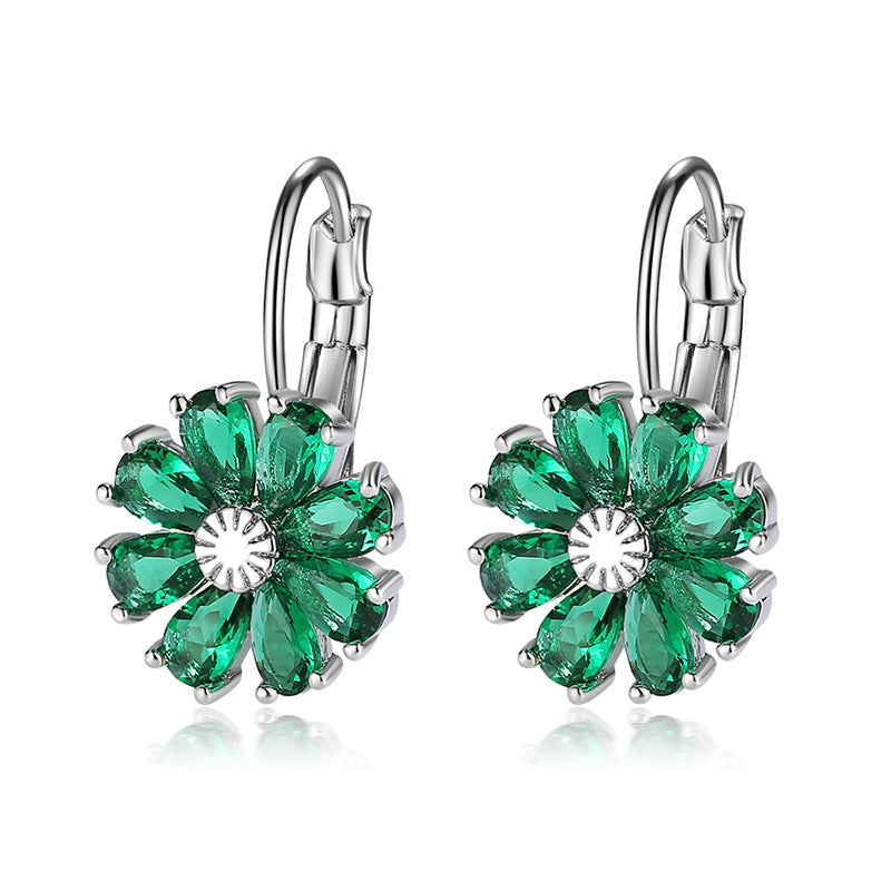 Wholesale Flower Colored Zircon Earrings