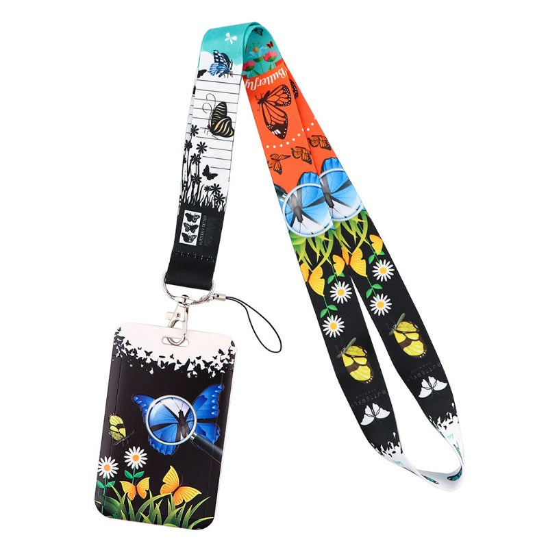 Wholesale Butterfly Mobile Phone Strap Meal Card Bus Access Card Work Stationery Mobile Phone Hard Card Case