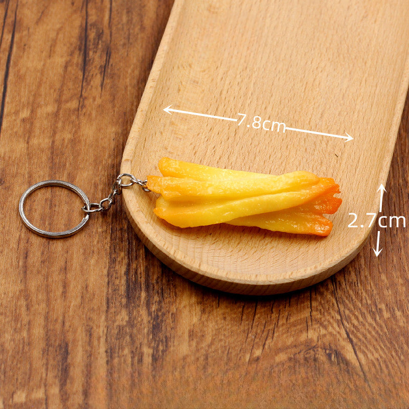 Wholesale Simulation PVC Fried Chicken Legs and French Fries Keychain