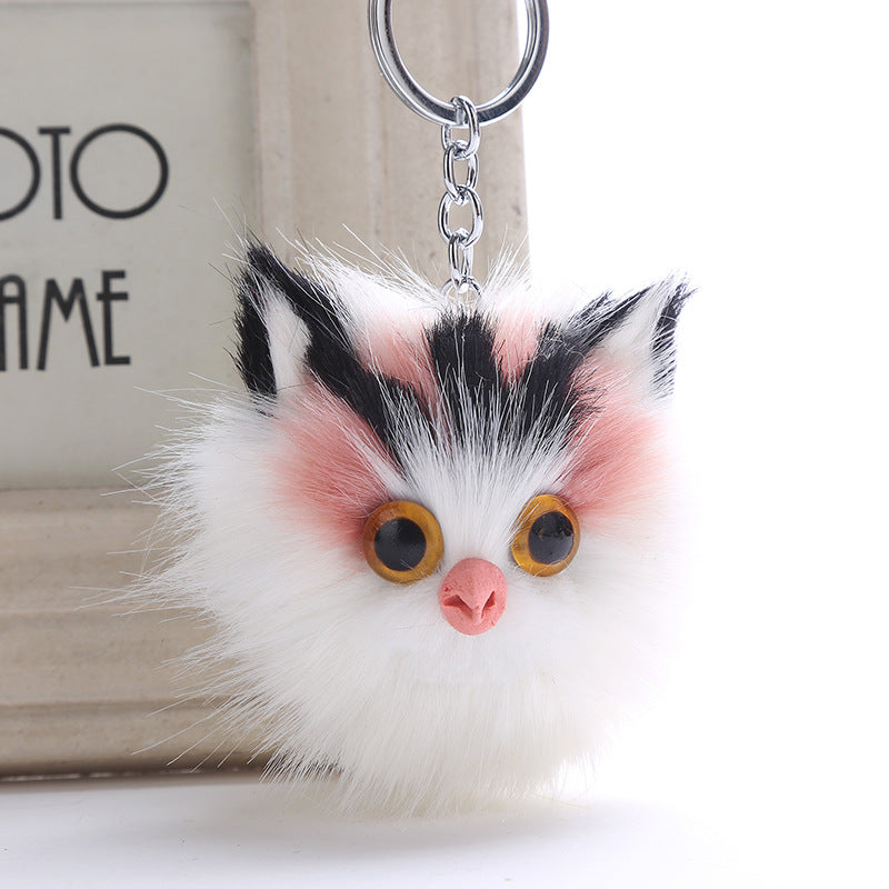 Wholesale Owl Faux Rabbit Fur Ball Keychain