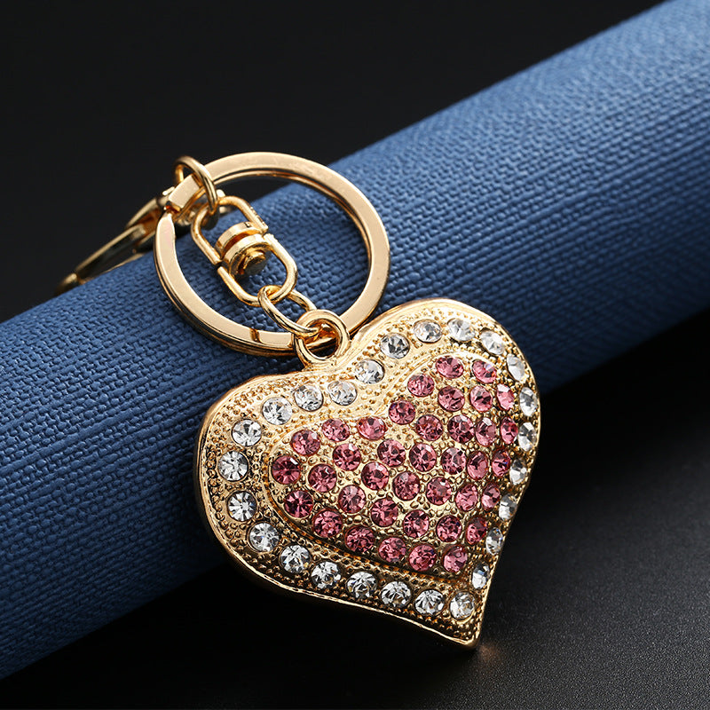 Wholesale Valentine's Day Heart Rhinestone Metal Keychain