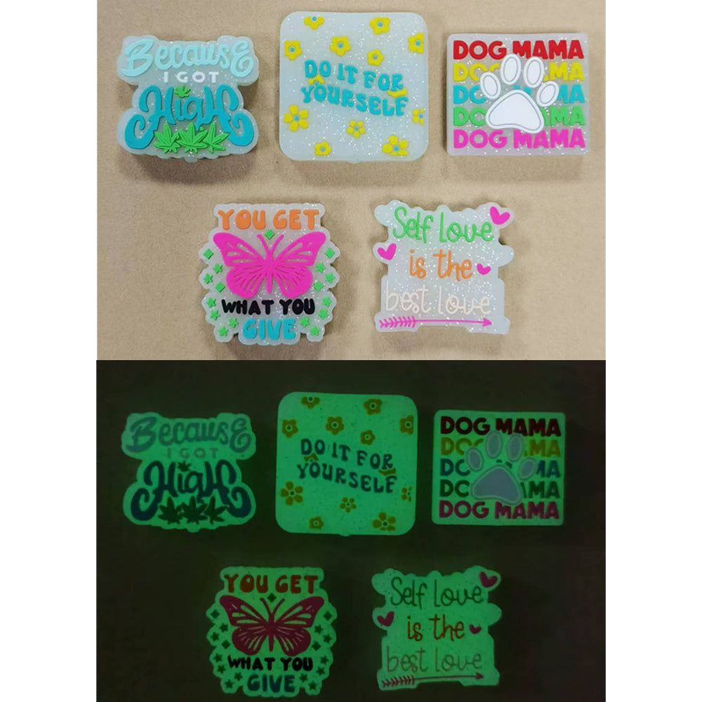 Wholesale 10pcs Luminous Butterfly Letters Dog Scratch Pattern Silicone Beads