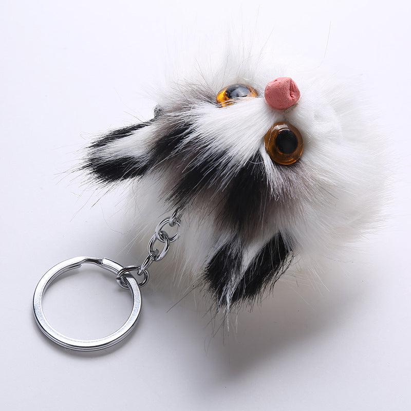 Wholesale Owl Faux Rabbit Fur Ball Keychain