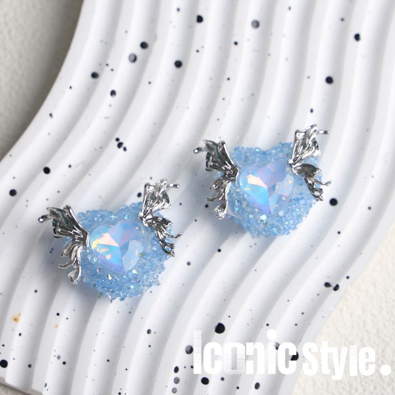 Wholesale 5PCS Angel Wing Butterfly Crystal Bell Love Diamond DIY Jewelry Accessories Loose Beads