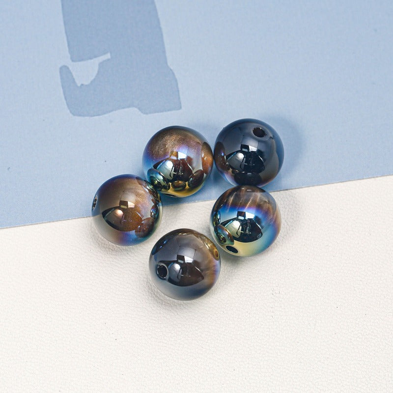 Wholesale 50pcs/1pack Autumn and Winter Versatile Cat Eye Straight Hole Through-hole DIY Resin Beads