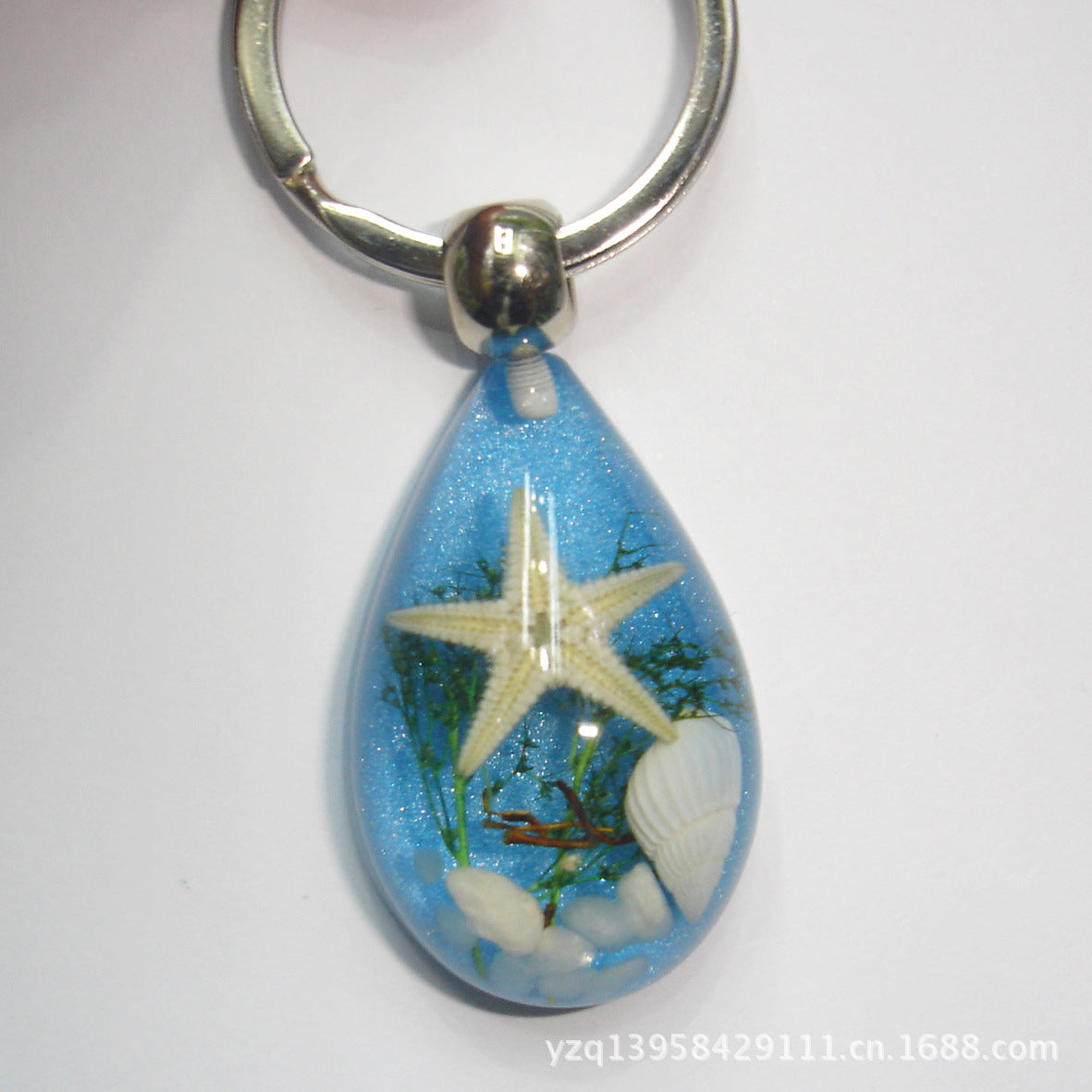 Wholesale 6pcs Starfish Conch Resin Creative Keychain